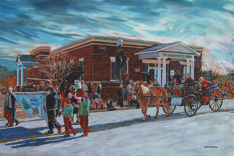 Wake Forest Christmas Parade Painting by Tommy Midyette