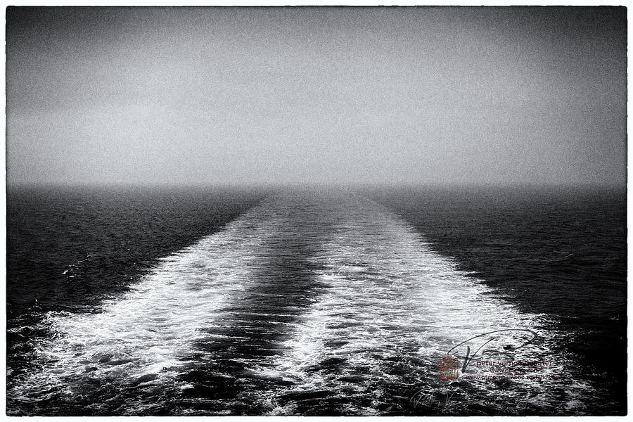 Wake of Ferry on Ocean Photograph by Peter V Quenter