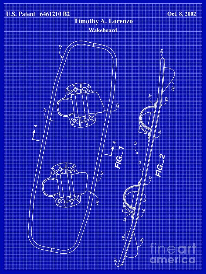 Wakeboard Patent Blueprint Drawing Photograph by Jon Neidert