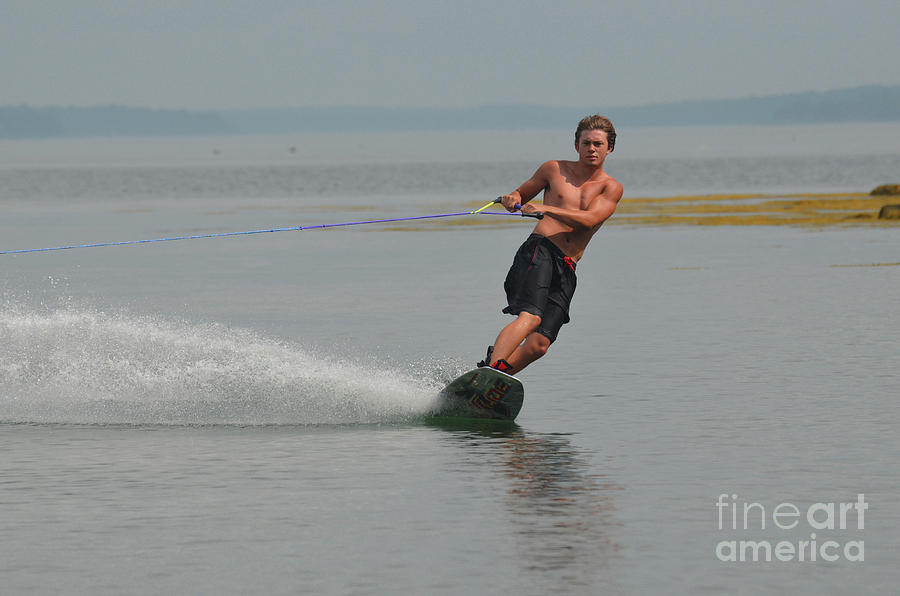 Wakeboarder on a Summer Day on Calm Water in Maine Photograph by DejaVu Designs