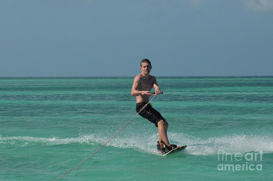 Wakeboarder on the Tropical Waters of Aruba Photograph by DejaVu Designs
