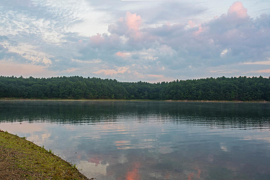 Walden Pond Morning Light Concord MA Red Clouds Photograph by Toby McGuire
