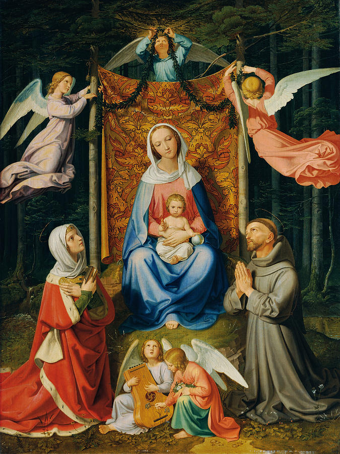 Waldesruh. Madonna with child Saint Adelheid and Saint Francis Painting by Joseph von Fuehrich