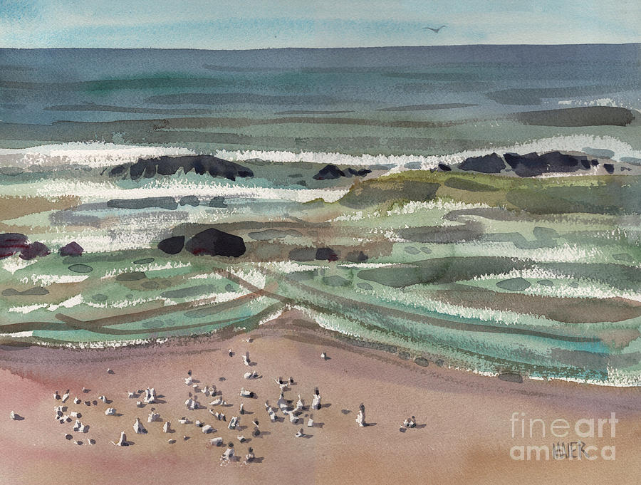 Pelican Painting - Waldport Surf by Donald Maier