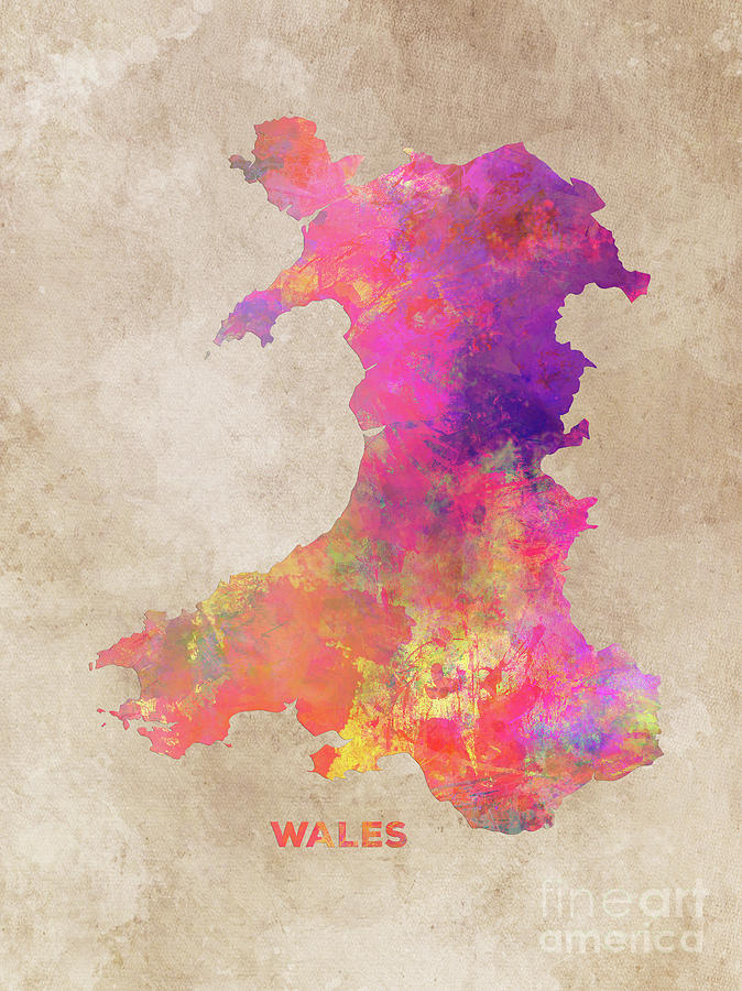 Wales Map Digital Art