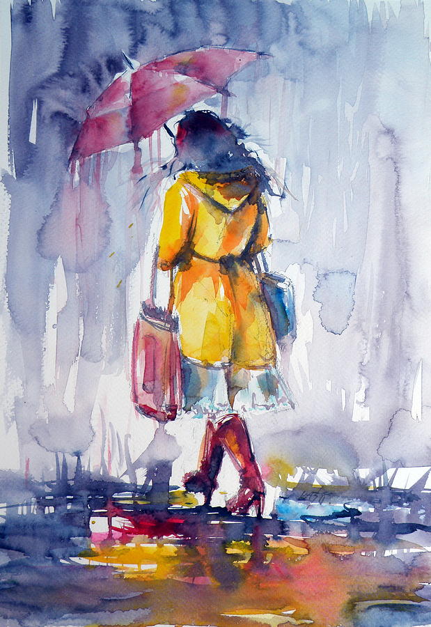 Walk in rain II Painting by Kovacs Anna Brigitta