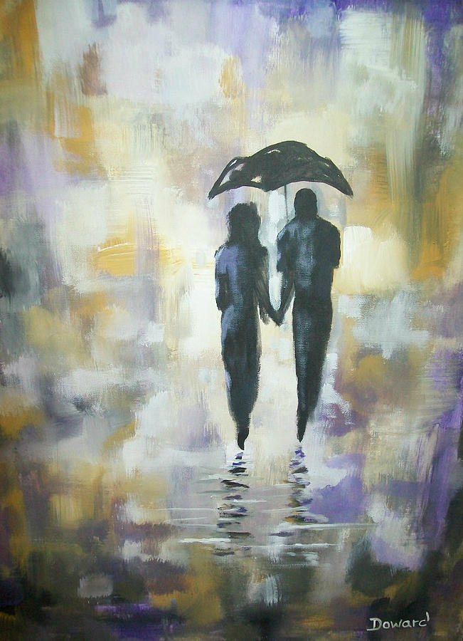 Walk in the Rain #3 Painting by Raymond Doward