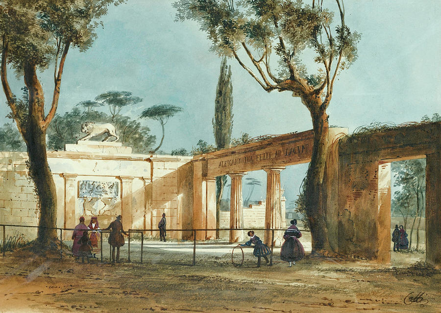 Walk in Villa Borghese. Rome Painting by Ippolito Caffi