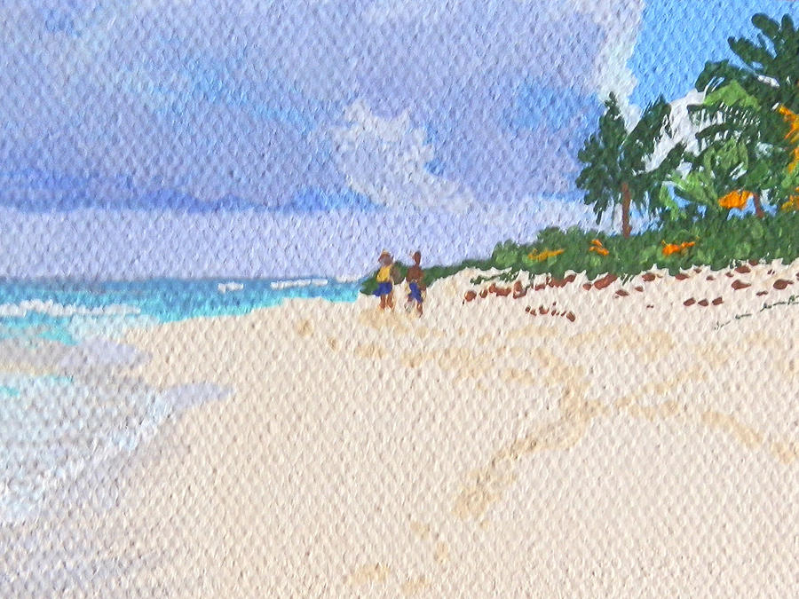 Walk on an Anguilla beach Painting by Margaret Brooks