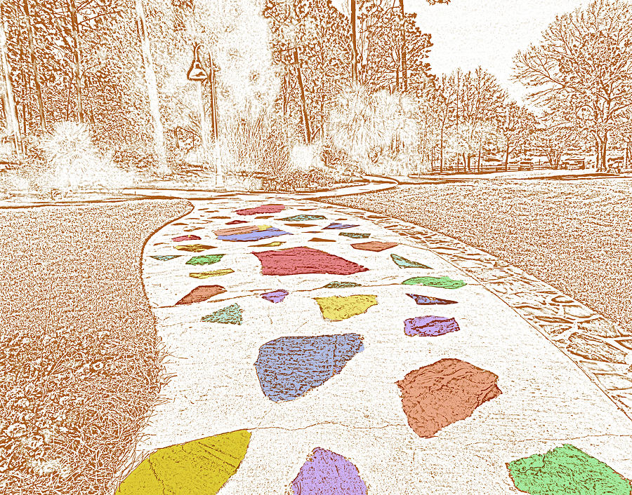 Garden Digital Art - Walk This Way Over Colored Stones by Marian Bell