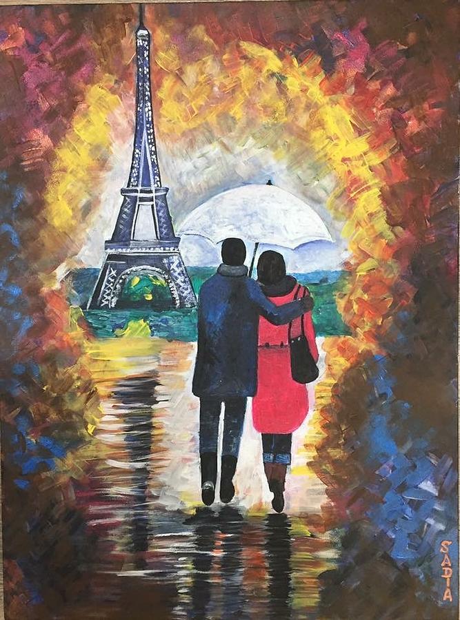 Walk to Eiffel Tower sc Painting by Sadia Butt - Fine Art America