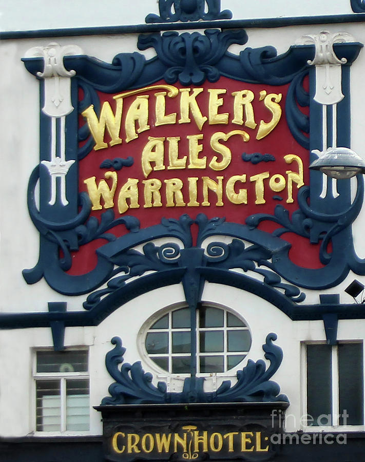Walkers Ales Warrington sign outside Crown Hotel in Liverpool UK Photograph by Doc Braham