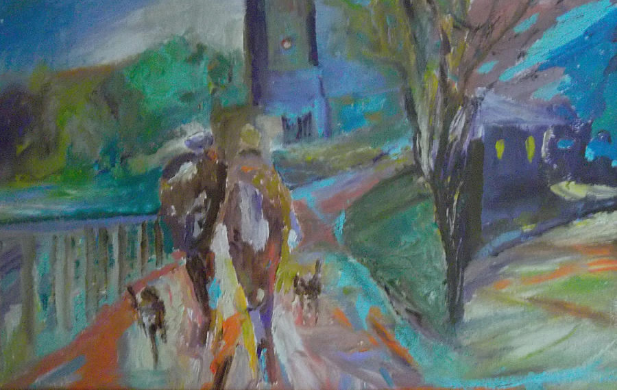 Walkin the Dogs Painting by Susan Esbensen