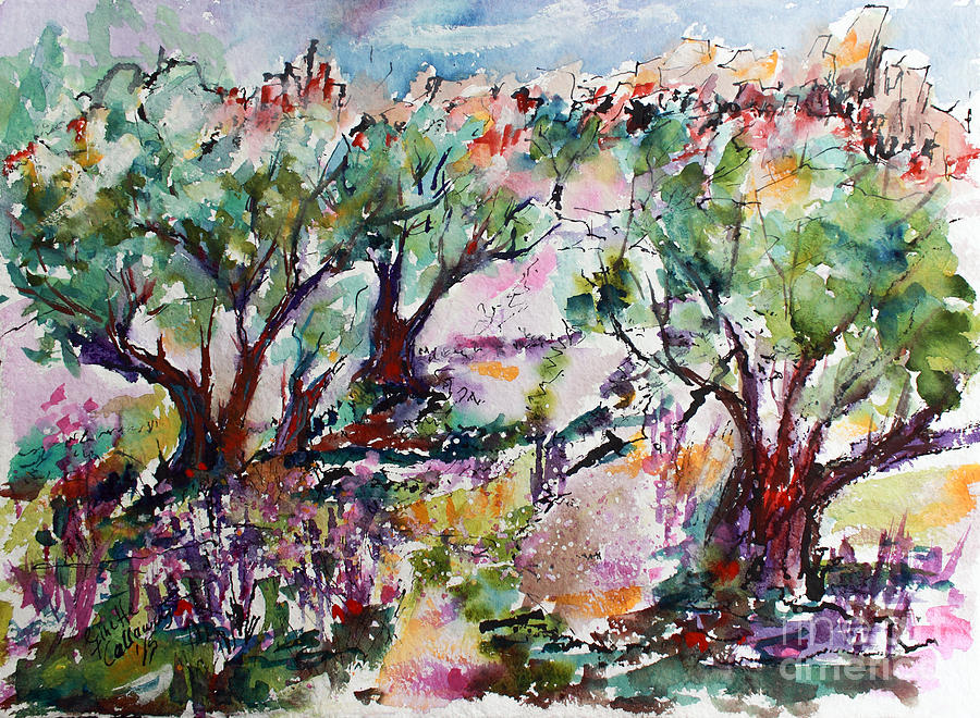 Walking among the Olive Trees Painting by Ginette Callaway