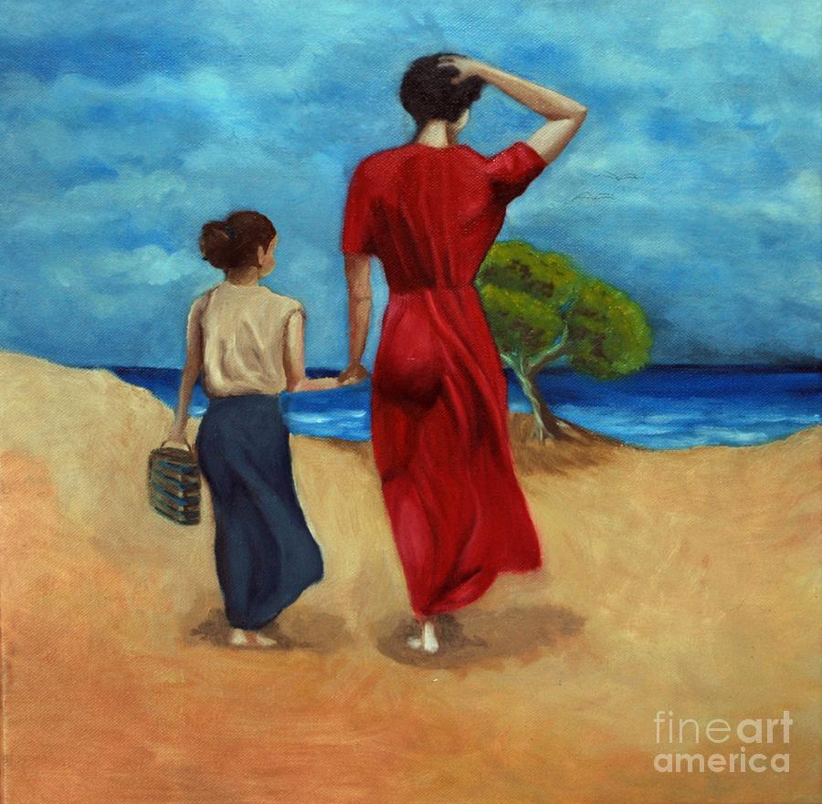 Landscape Painting - Walking at the beach after Pino by Kostas Koutsoukanidis