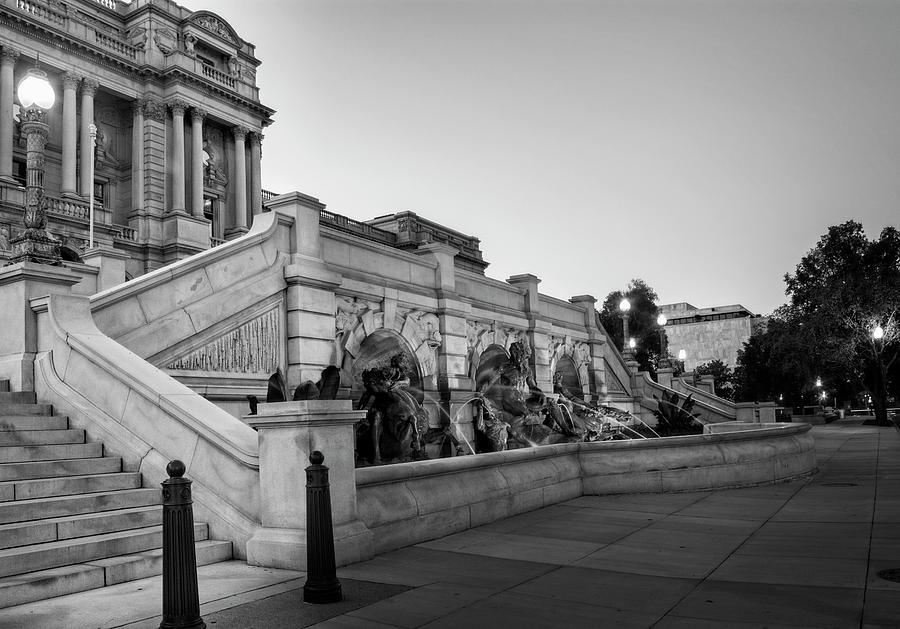 Walking By the Library of Congress in Black and White Photograph by Greg and Chrystal Mimbs