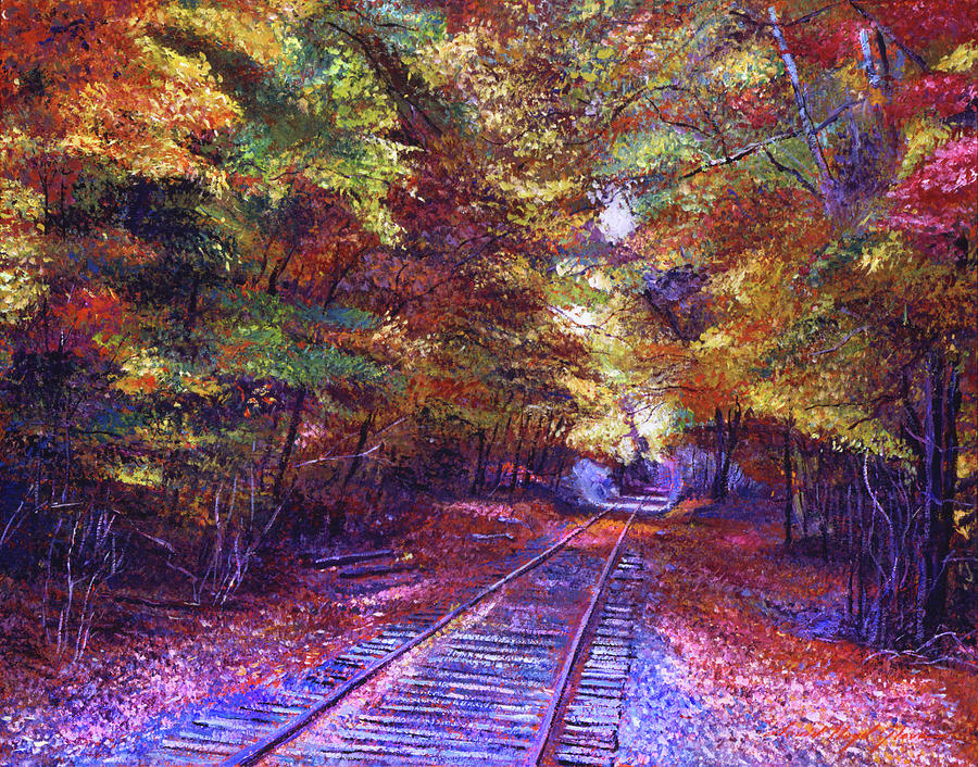 Walking Down The Railway Tracks Painting by David Lloyd Glover
