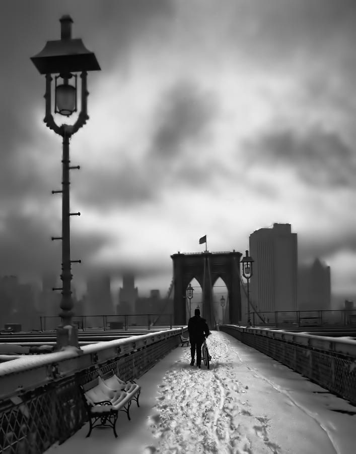 Brooklyn Bridge Photograph - Walking Home by June Marie Sobrito