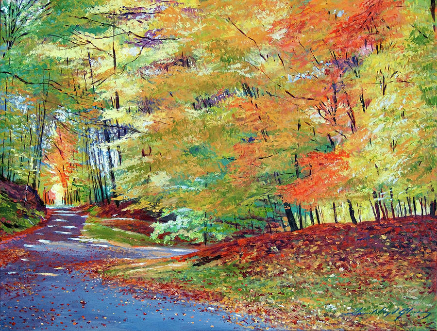 Walking In Autumn Painting by David Lloyd Glover