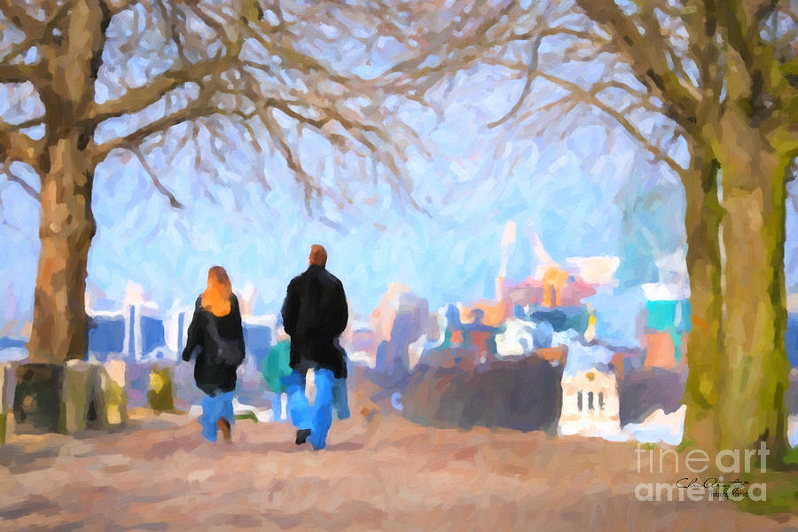 Walking in Greenwich Park Painting by Chris Armytage