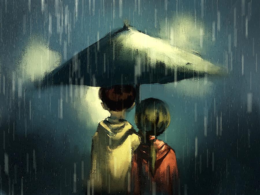 Walking in rainy Digital Art by Ekkawat Ritnetikul | Fine Art America