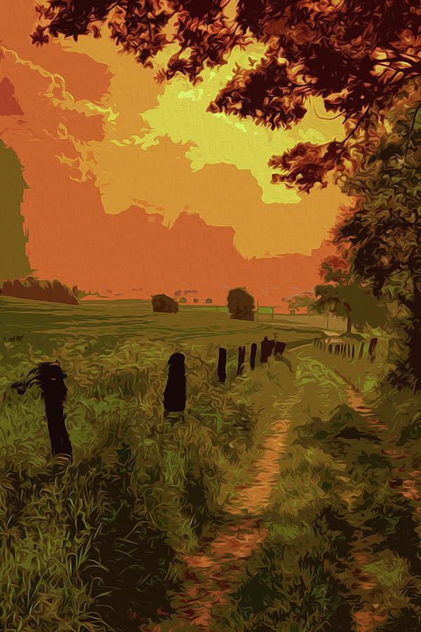 Walking in the countryside Painting by AM FineArtPrints