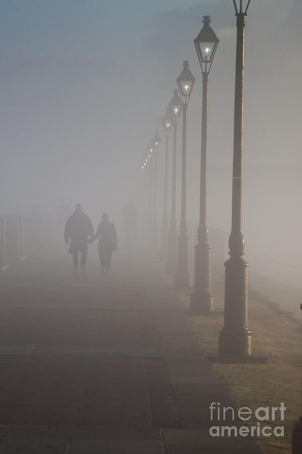 Cityscape Photograph - Walking In The Fog by Larry Braun Cityscape Photograph - Walking In The Fog by Larry Braun