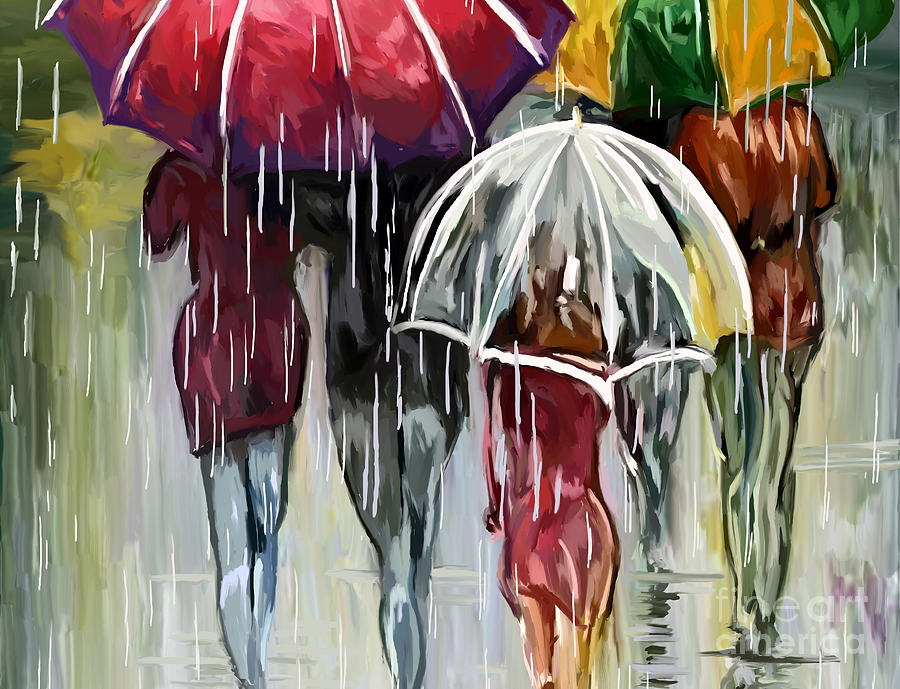 walking in the rain H Painting by Tim Gilliland