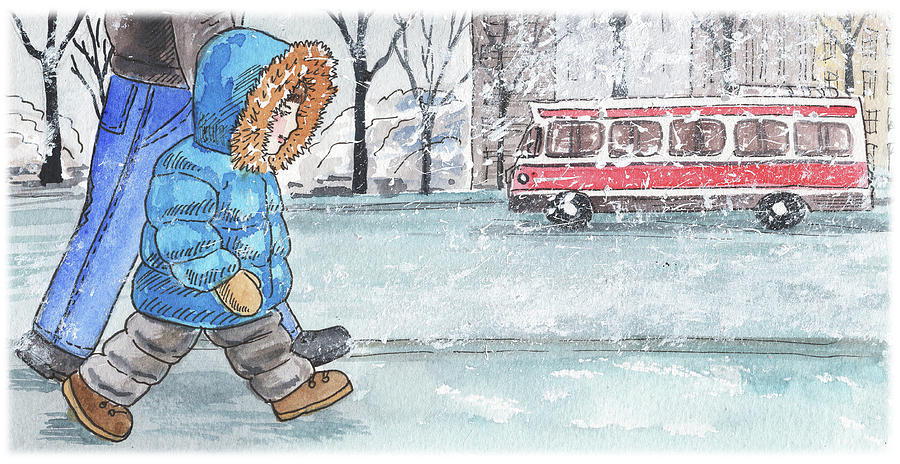 Walking In The Snow Painting by Irina Sztukowski