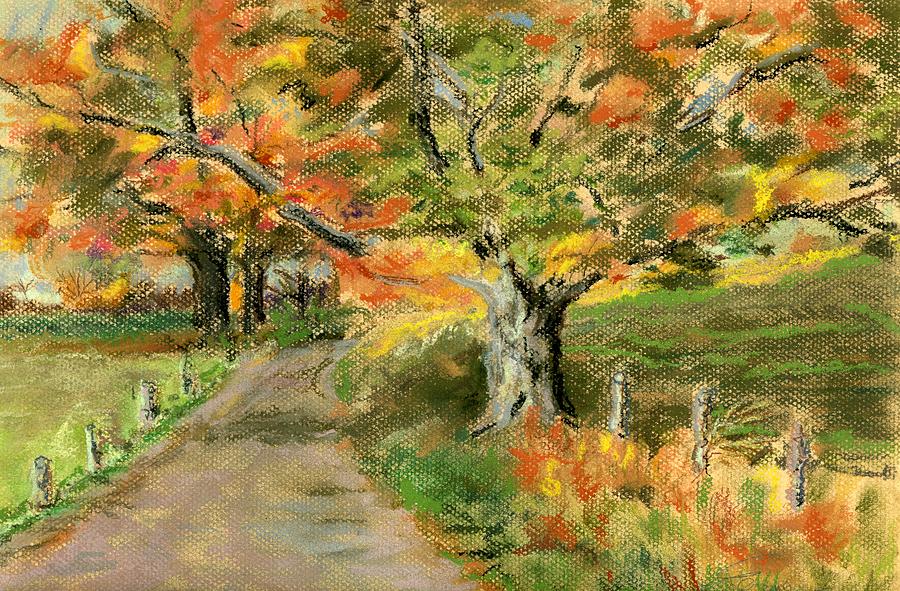Landscape Painting - Walking Into Fall by Ferne McGinnis