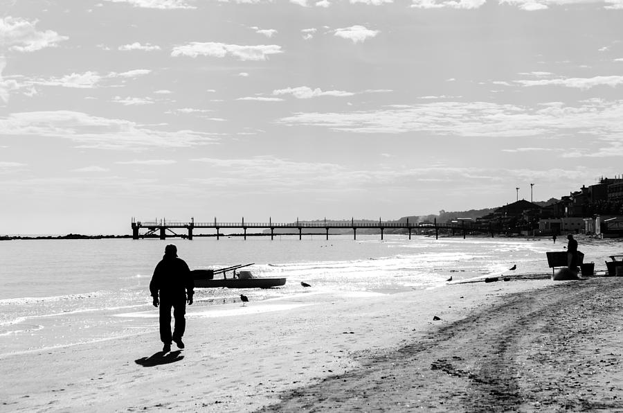 Black And White Photograph - Walking into the Sea of Light by AM FineArtPrints