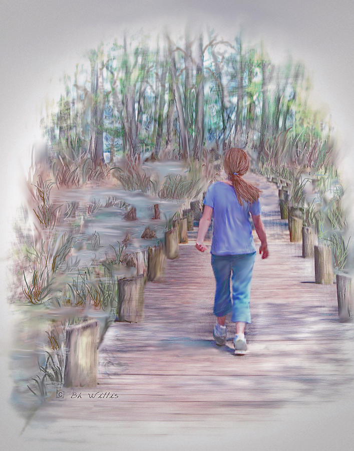 Walking on the Boardwalk Painting by Bonnie Willis
