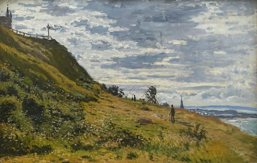 Walking on the Cliff of Sainte-Adresse Painting by Claude Monet