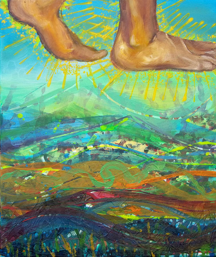 Walking on Water panel 2 Painting by Anne Cameron Cutri