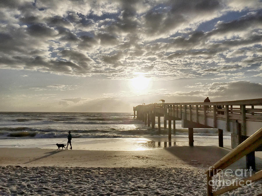 Boardwalk Photograph - Walking The Dog Beachside by Sue M Marshall Boardwalk Photograph - Walking The Dog Beachside by Sue M Marshall