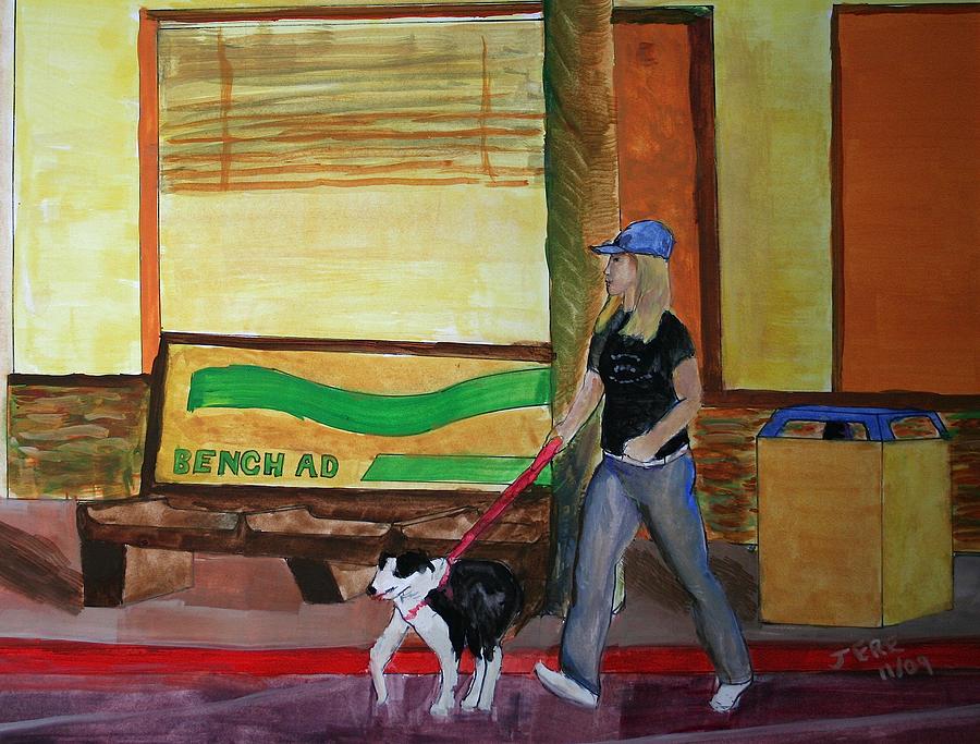 Walking the dog Painting by Jeremy McKay