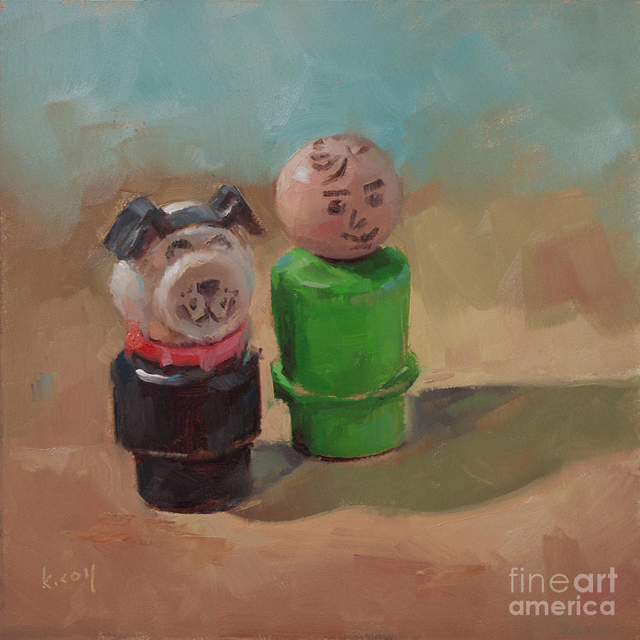 Fisher Price Painting - Walking the Dog by Kathleen Coy