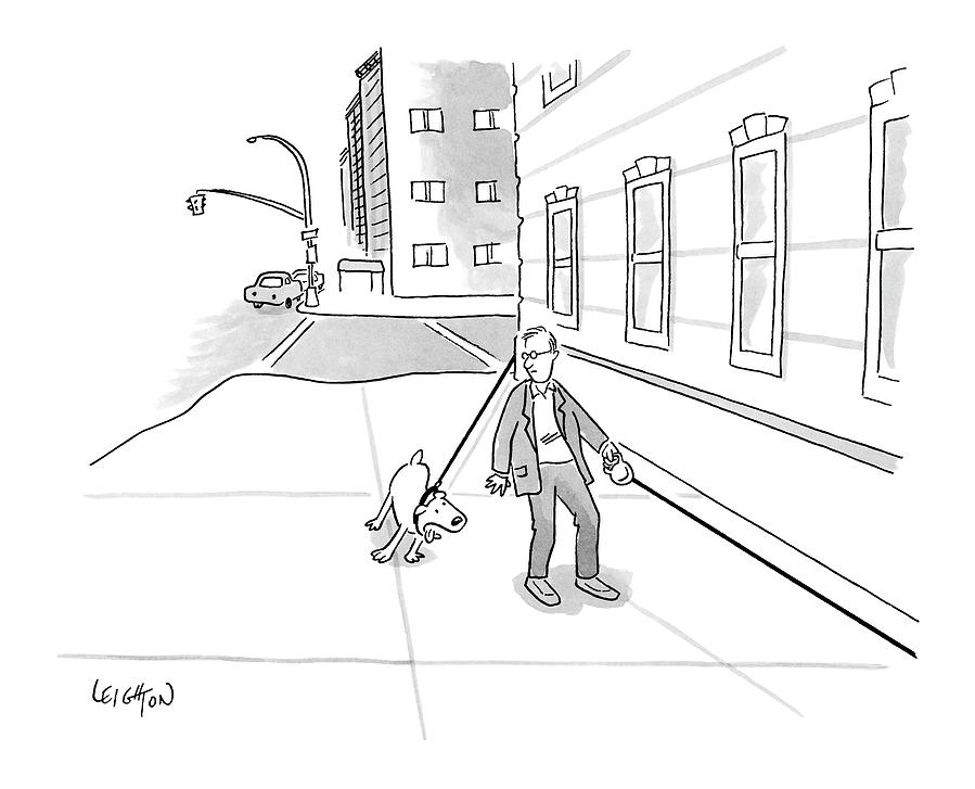 Walking the Dog Drawing by Robert Leighton