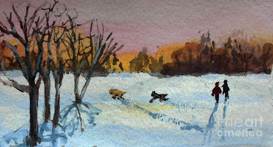 Walking the Dogs Painting by Rita Brown