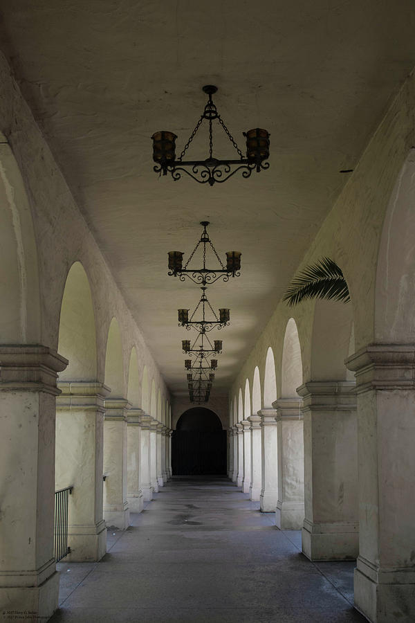 Lamp Photograph - Walking The Hallways At Balboa Park - 1 by Hany J