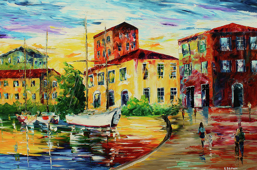 Walking the Harbor Painting by Kevin Brown