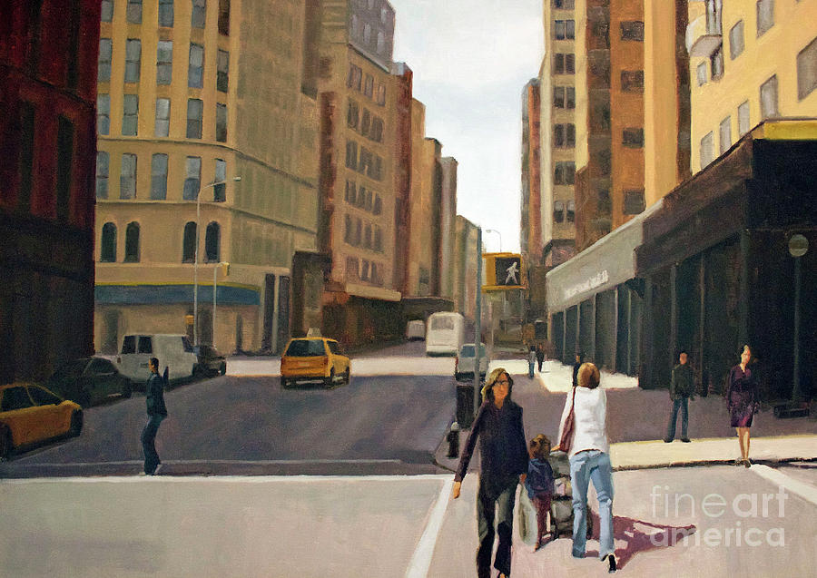 Cityscape Painting - Walking the lines by Tate Hamilton