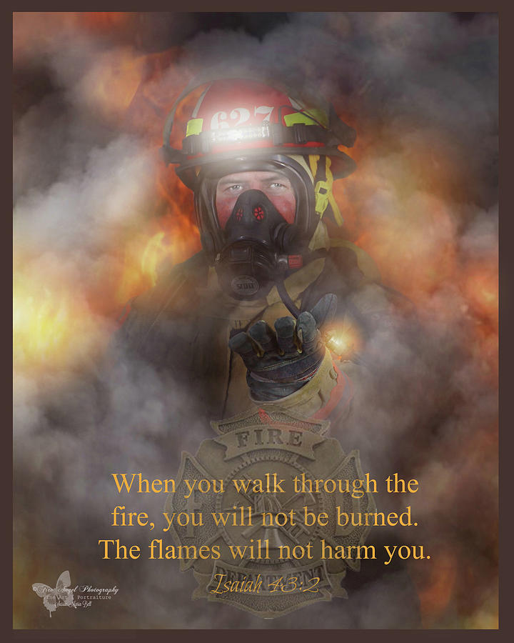 Firefighter Photograph - Walking through the Flame by Sussan Bell Firefighter Photograph - Walking through the Flame by Sussan Bell