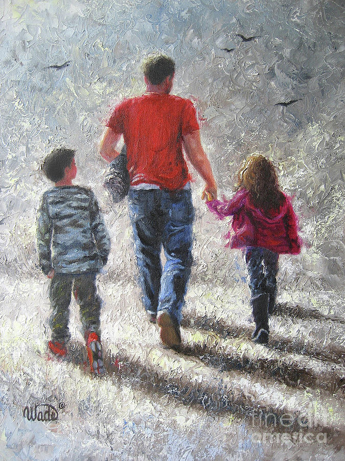 Dad Painting - Walking With Dad by Vickie Wade