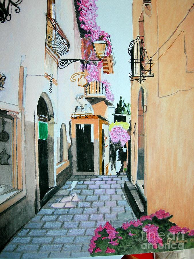 Sicily Painting - Walkway In Tarimino by Palma Poochigian