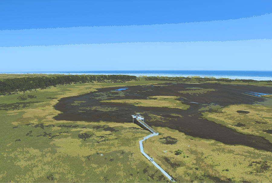 Walkway to Bodie Island Lighthouse Drawing by Darrell Foster