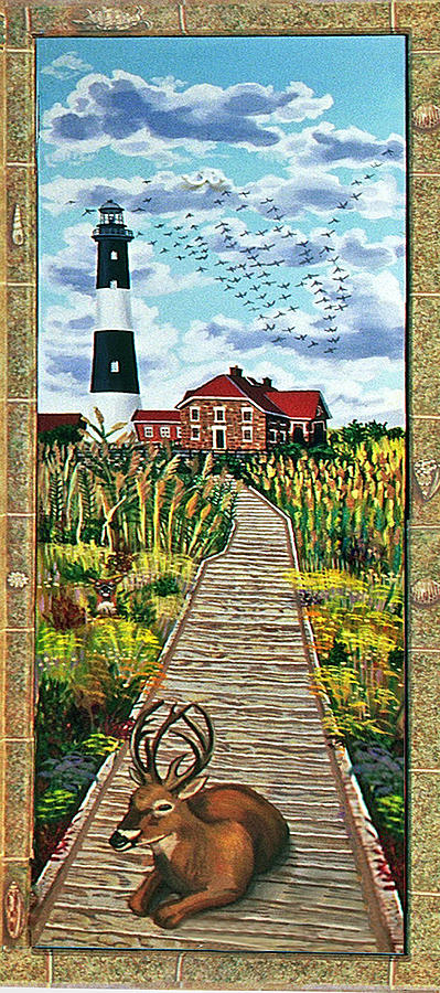 Walkway to Fire Island Lighthouse Painting by Bonnie Siracusa