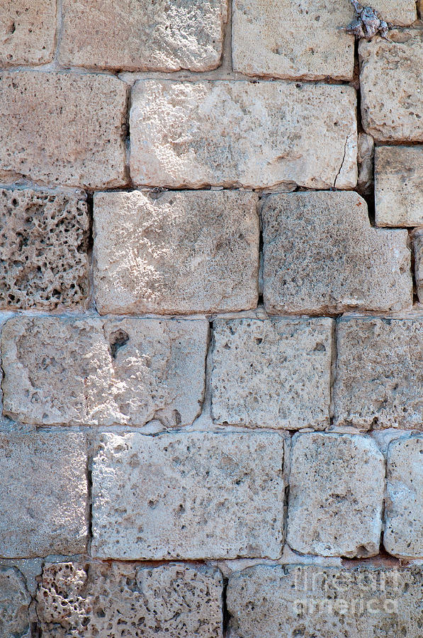 Brick Photograph - wall constructed with Kurkar  by Ilan Rosen