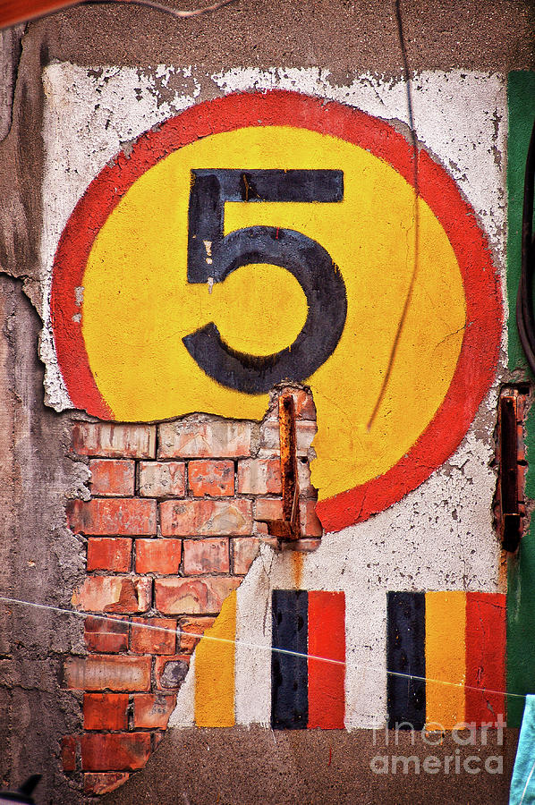 Number 5 on a wall Photograph by Delphimages Photo Creations
