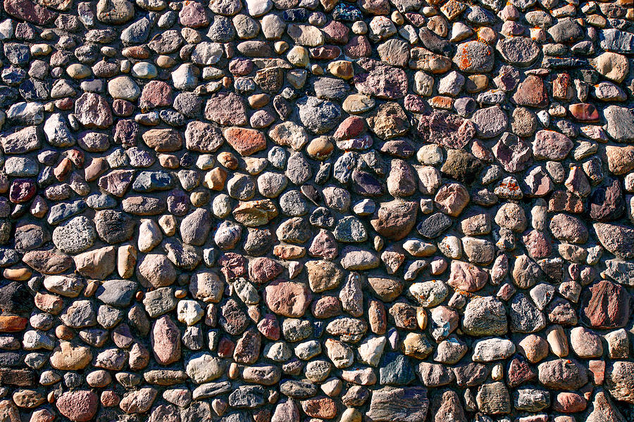 Pattern Photograph - Wall of Many Different Rocks and Stones by Todd Klassy
